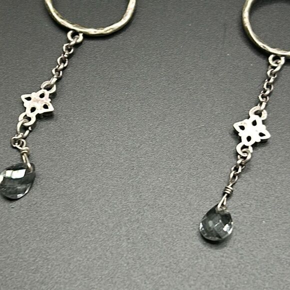 Jewelmint Silver Tone Dangle Earrings, Pink Peach Rhinestones - Picture 6 of 8